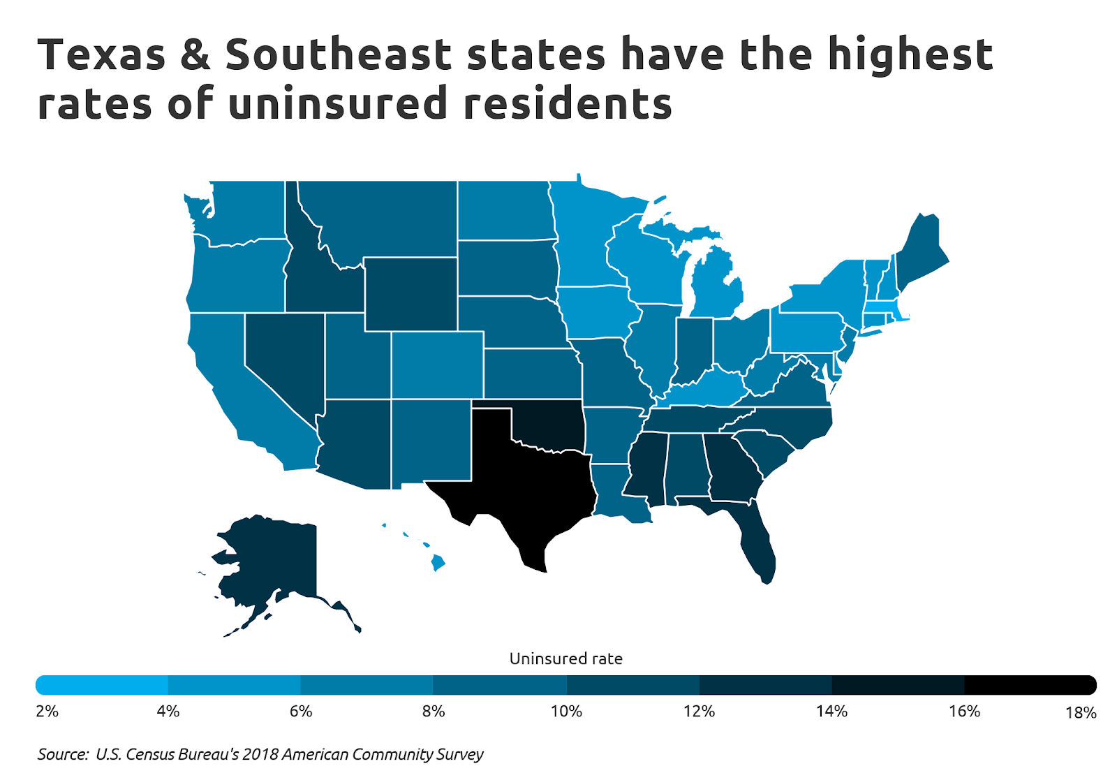 cities with the highest (and lowest) uninsured rates