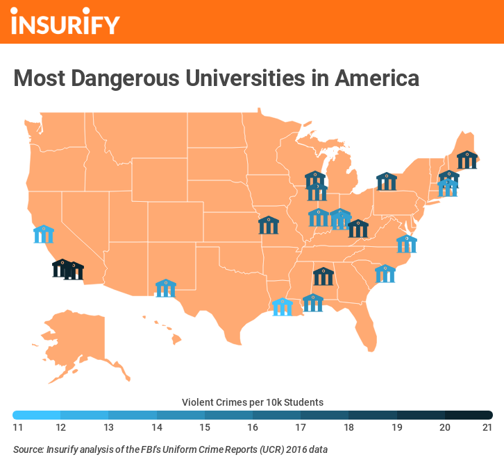 The 20 most dangerous universities in the US